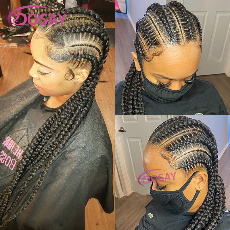 Incoo 36 Synthetic Full Braided For Black Women Jumbo Knotless Box Braid Lace Wigs Cornrow Wig Braide African Hair