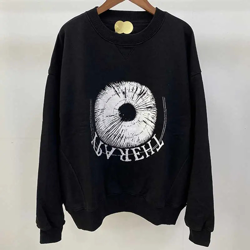 Black Graphic Print Women Crew Neck Sleeve Long Sleeves Oversized Sweatshirt Autumn Winter