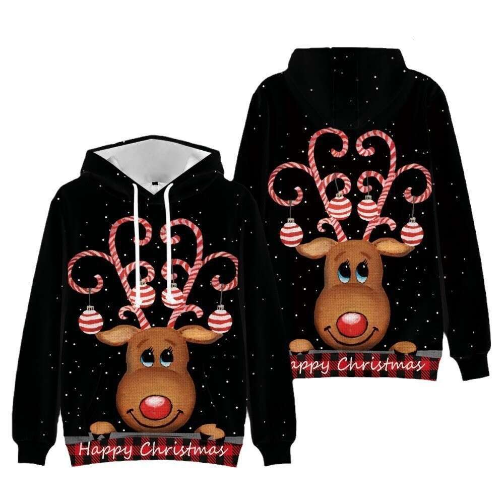 Autumn winter street fashion hoodies, Christmas reindeer 3D digital printed men's and women's hoodies