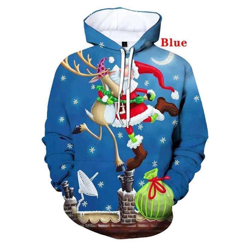 New autumn winter unisex Christmas series 3D digital printed sports and casual hooded hoodie