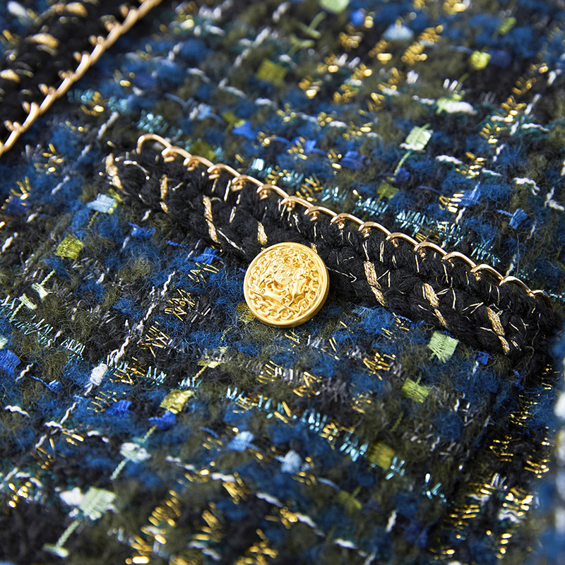 ZJYT Elegant Office Lady Tweed Woolen Jacket For Women 2024 Fashion Autumn Winter Coats Vintage Plaid Outerwear Veste Femme