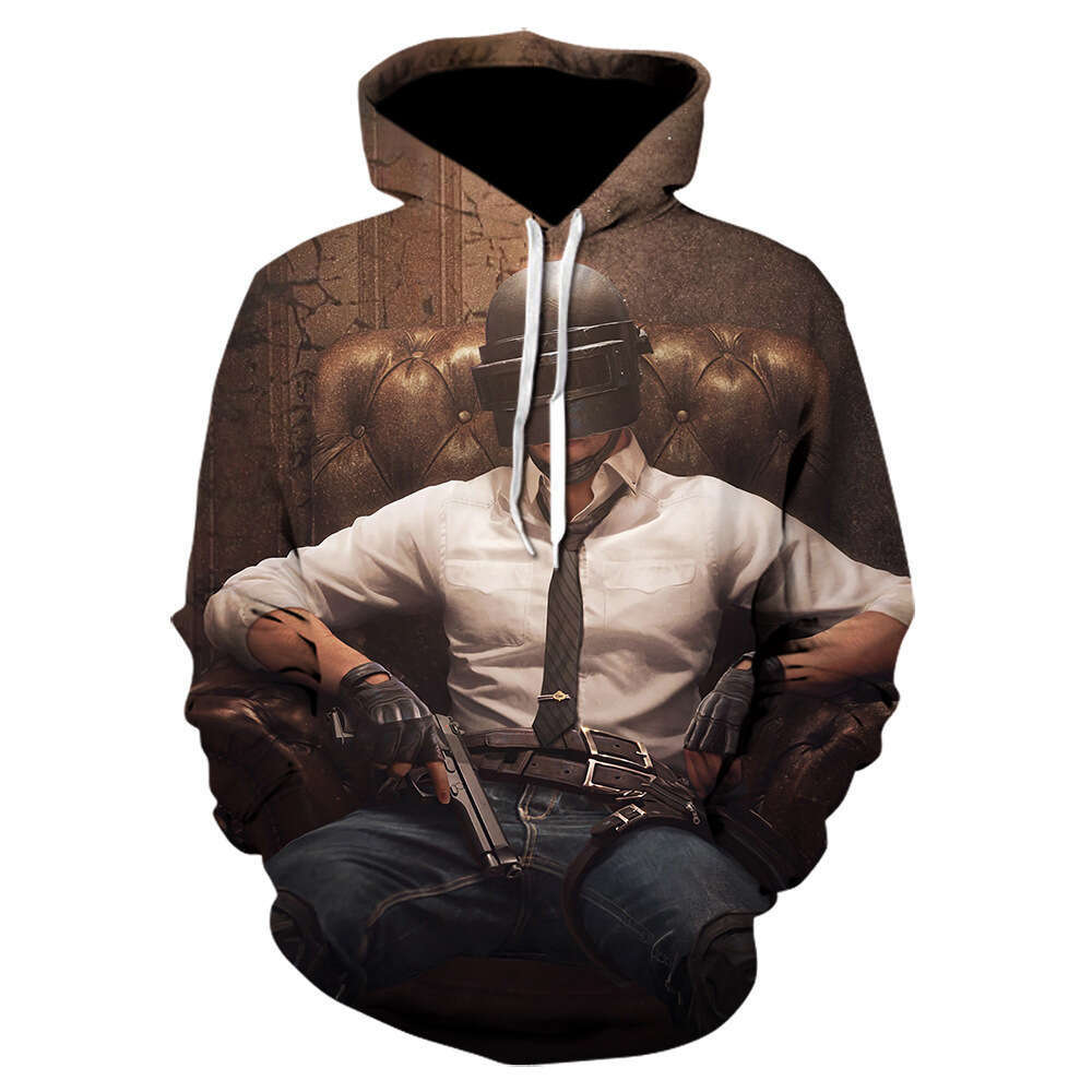 Digital long sleeved 2024 new PUBG 3D printed colorful hooded casual hoodie