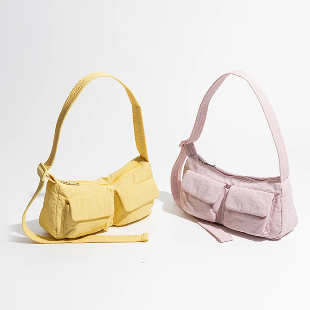 Women Fashion Shoulder Bag Solid Color Casual Underarm Bag Large Capacity Nylon Crossbody Bag Zipper Closure for Outdoor Travel 241228