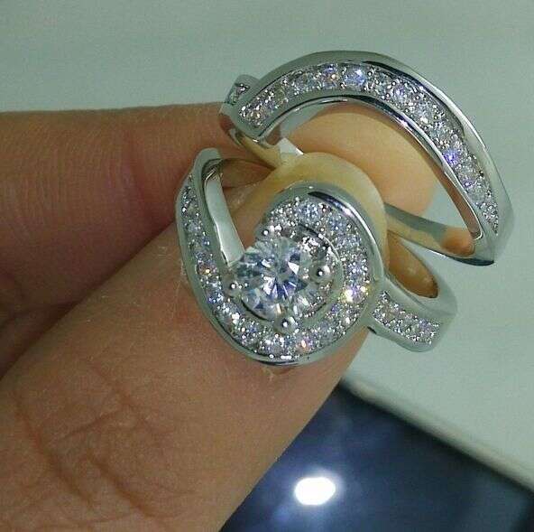 Topaz Gemstone Ring Set: 10K White Gold Filled, Free Shipping, Sizes 6-10 7f8e