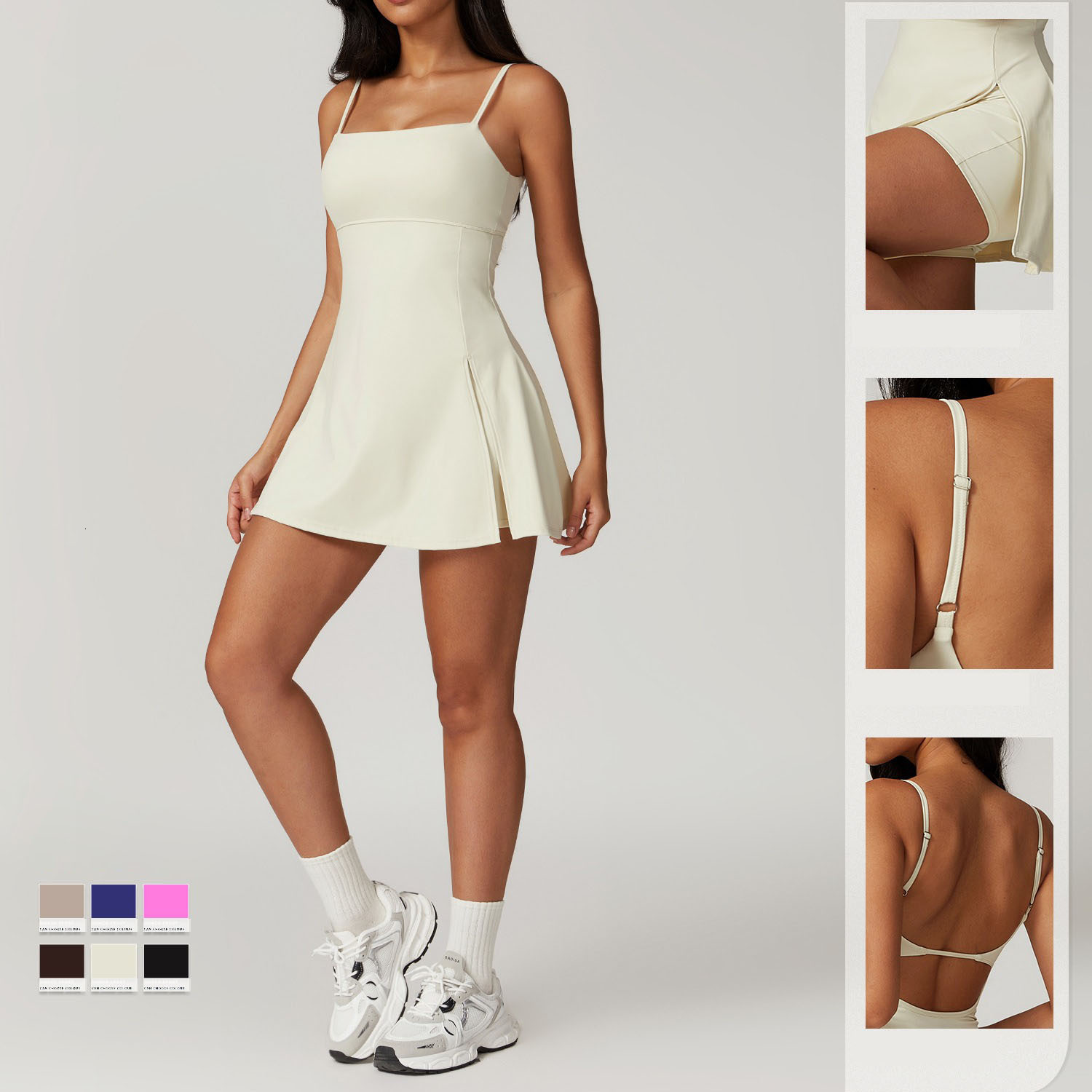 Tennis Badminton Dress Inner Shorts Yoga Jumpsuits Fiess Suits With Chest Pads Gym Sets Short Skirts Women Workout Bodysuit