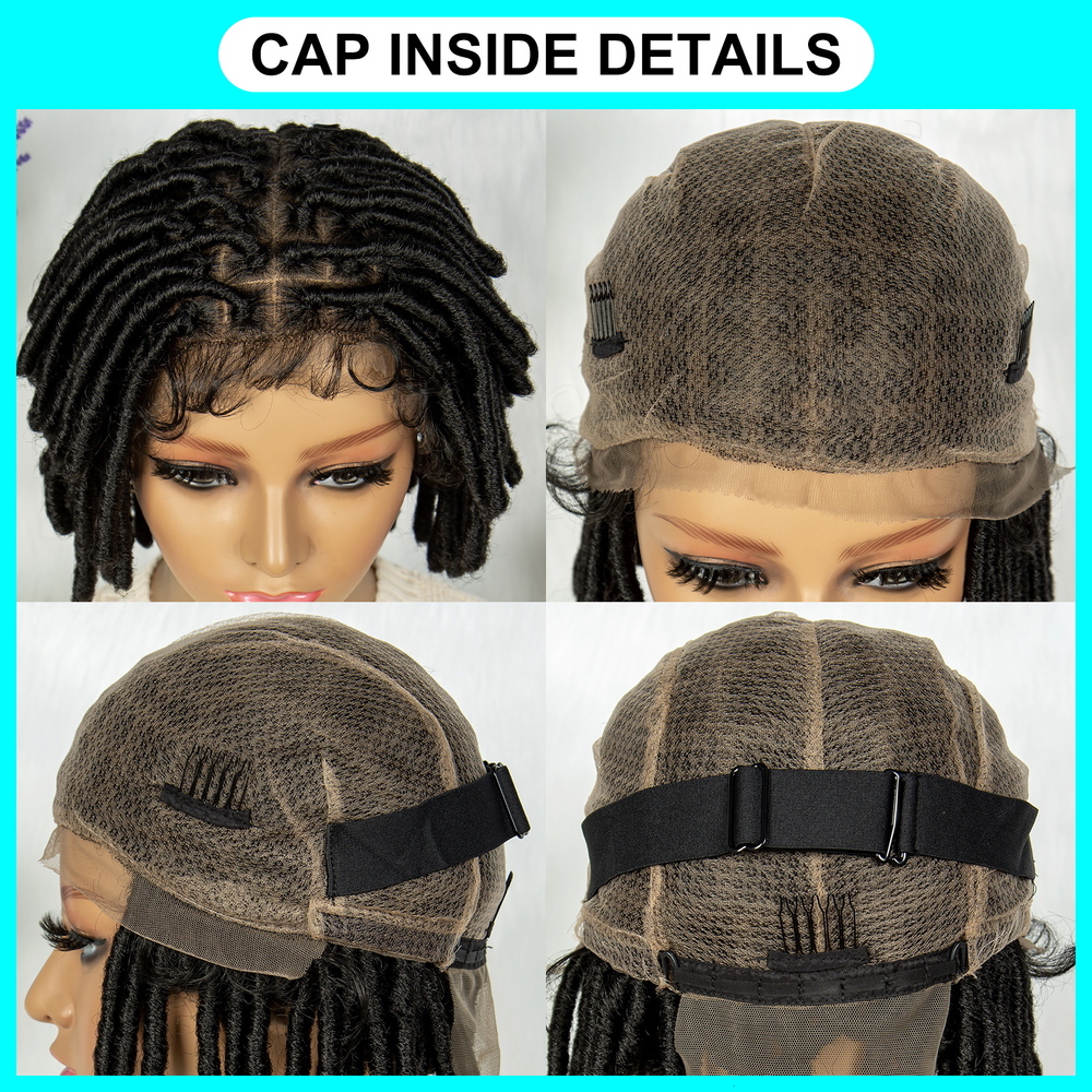 Synthetic Dreadlock Faux Locs Wig Knotless Box Front Braided Wig Full Lace African Braiding Hair For Man Women