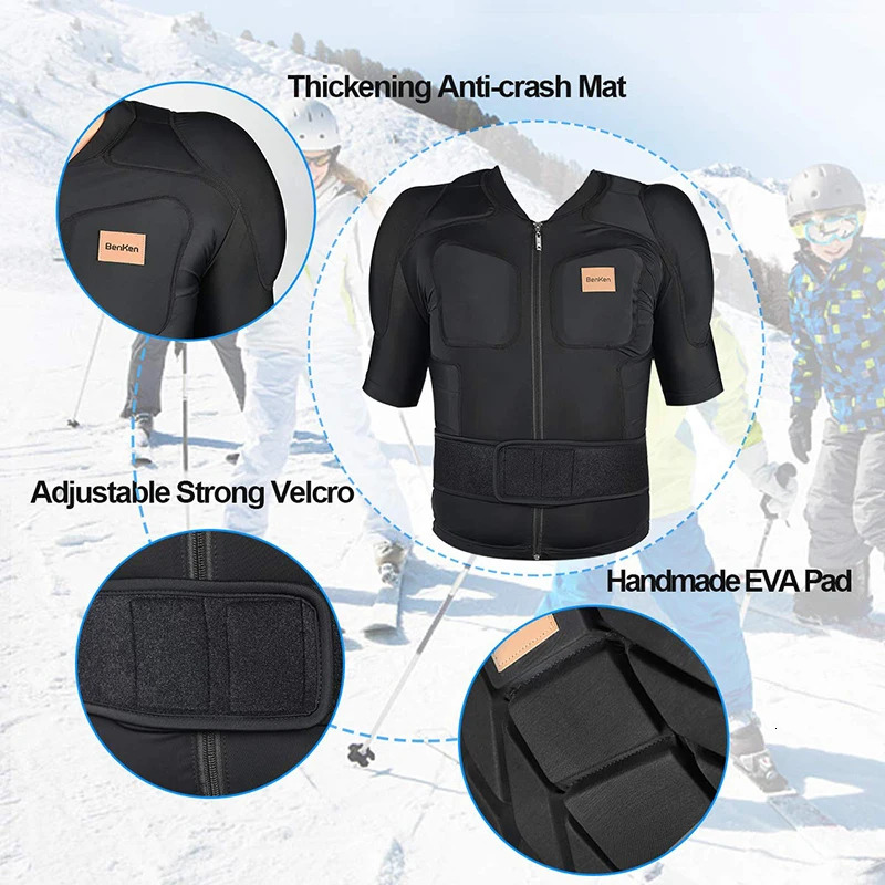 Benken Ultralight Protective Gear Outdoor Skiing Anti-Collision Armor Spine Back Protector Sports Shirts Black
