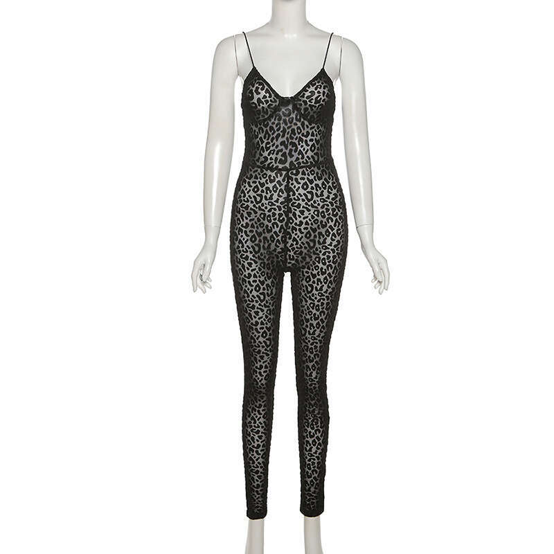 2021 Summer New Women's Sexy Low cut Sling Strap Flocking Tight Wrap Hip jumpsuit for Women