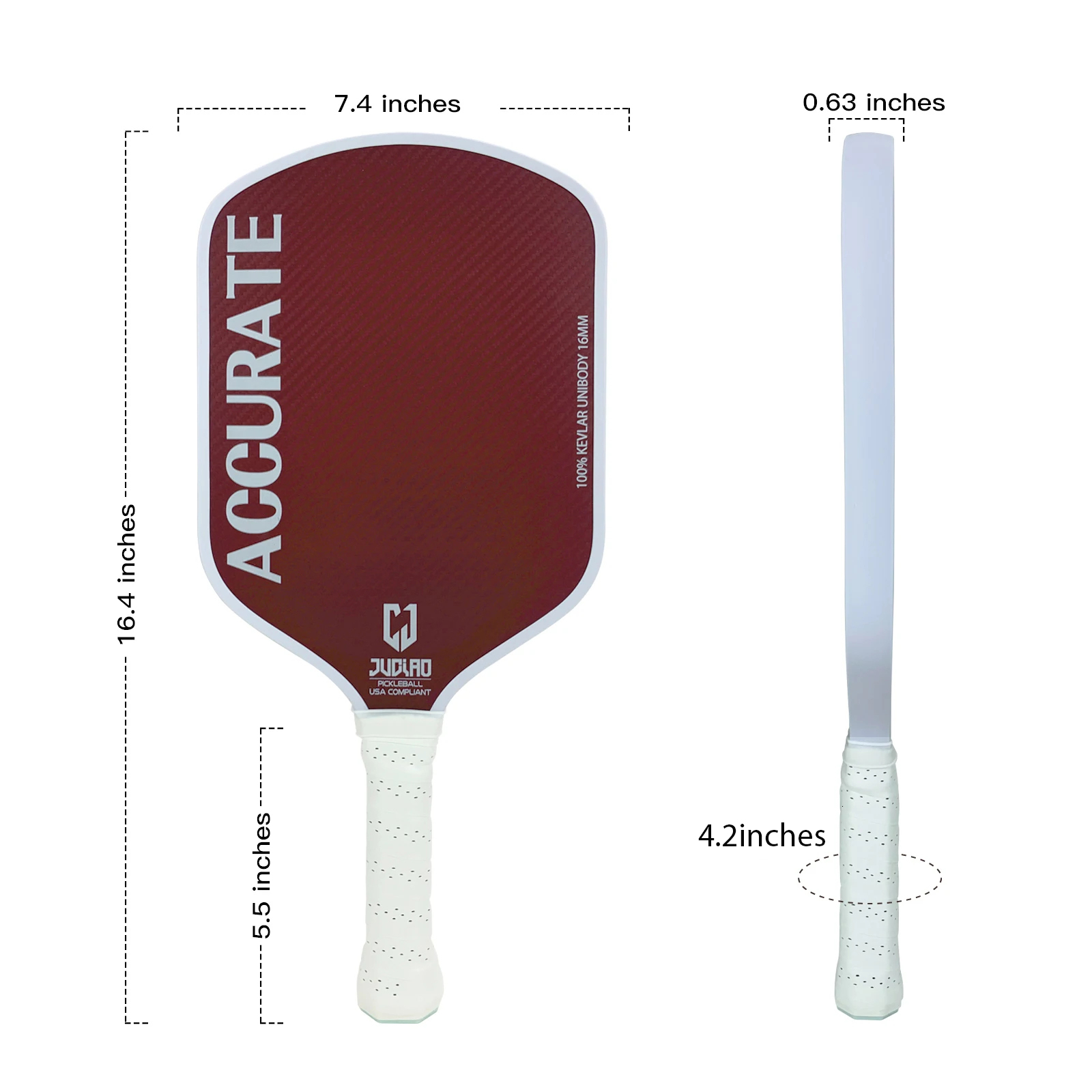 JUCIAO Thermoformed Udy 100% Kevlar Paddle With High Grit & Spin Surface 16Mm Pickleball Racket