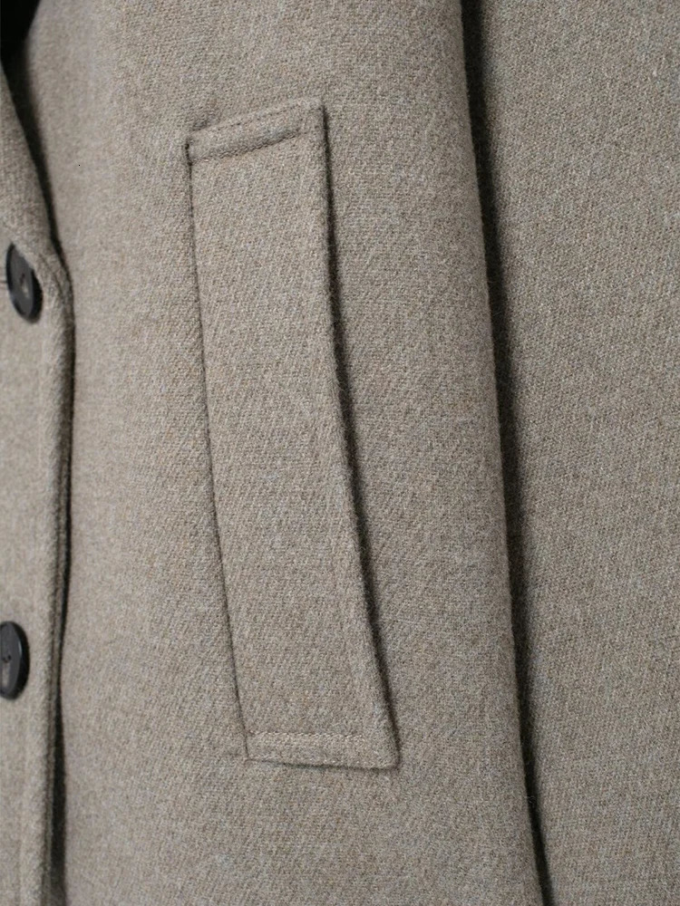 European and American style womens short loose suit collar retro doublebreasted singlefaced woolen coat for women in spring 241125