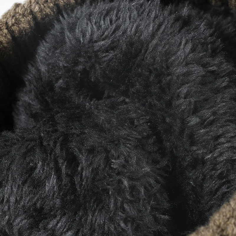 Winter Jacquard No Eaves Keep Warm Fleece Lined Men Beanie hat Women Knitted Personality Ear Protection Outdoor Wool Hat 241125