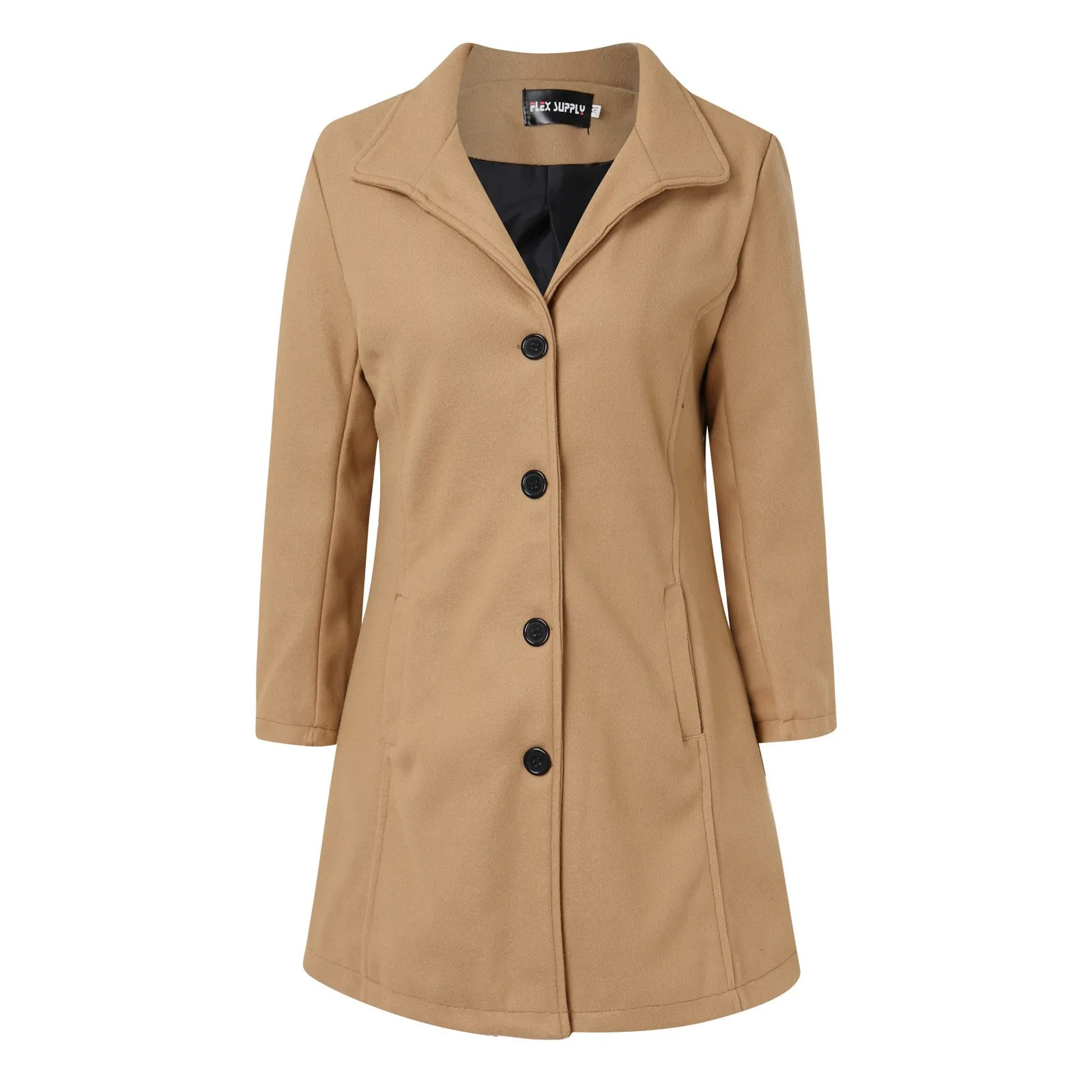WomenS Autumn And Winter Retro Mid Long Casual Plain Wool Button Coat Womens Spring Windproof Warm Overcoat 241121