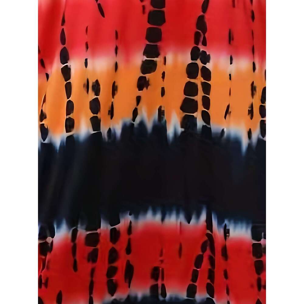 Large tie dye vacation style backless loose spaghetti strap long dress, women's plus size clothing