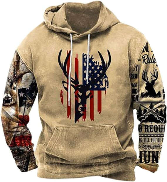 Autumn and winter printed men, popular 3D hooded sweatshirt with pockets for casual wear