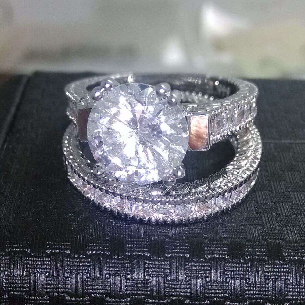 Elegant 6MM Round Cut Topaz CZ Dia Wedding Rings - 14KT White Gold Filled, Size 5-10