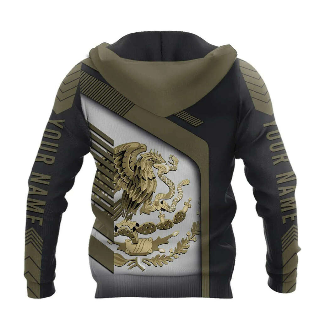 2024 European American with Mexican men's 3D digital printing autumn and winter hooded hoodie
