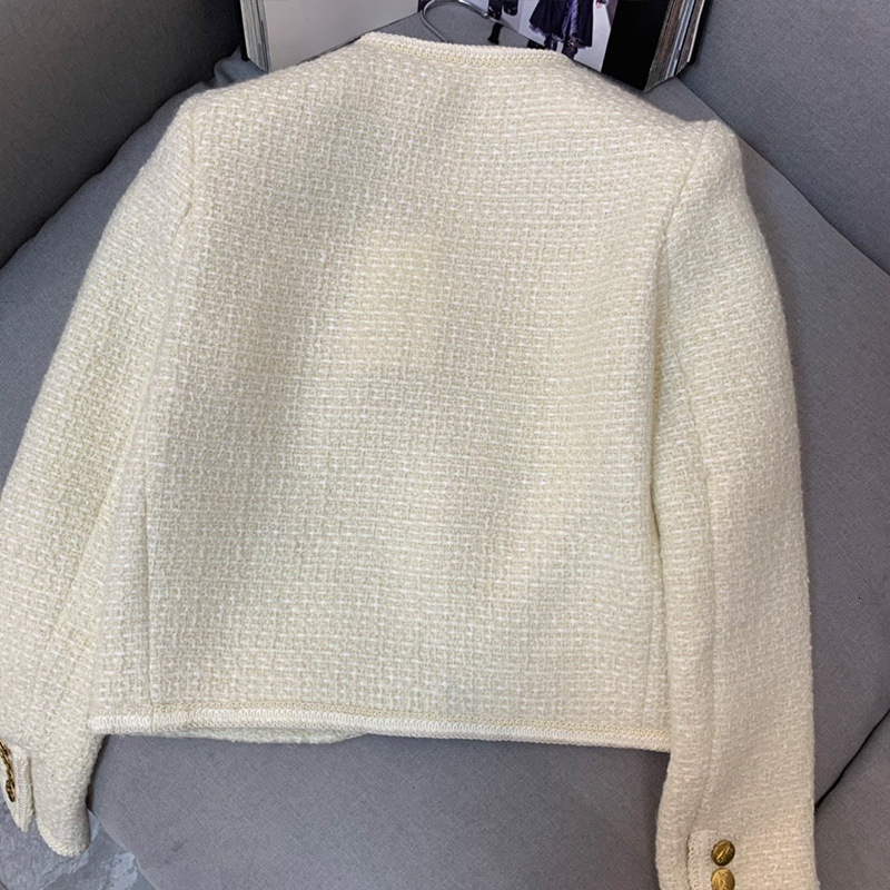 Temperament Retro Woven Short Coarse Tweed Small Fragrant Coat For Women