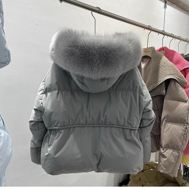 2024 Winter Big Fur Collar Cotton Down Puffer Jacket Womens Loose Thick Strawing Snow Parka Warm Overcoat 241120