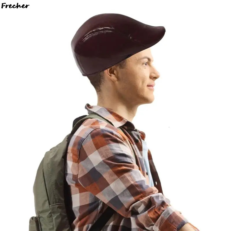Men Leather Cabbie Cap Winter Warm sboy Caps British Style Classic Retro Hats Male Driving Working Berets Gorras 2023 241125