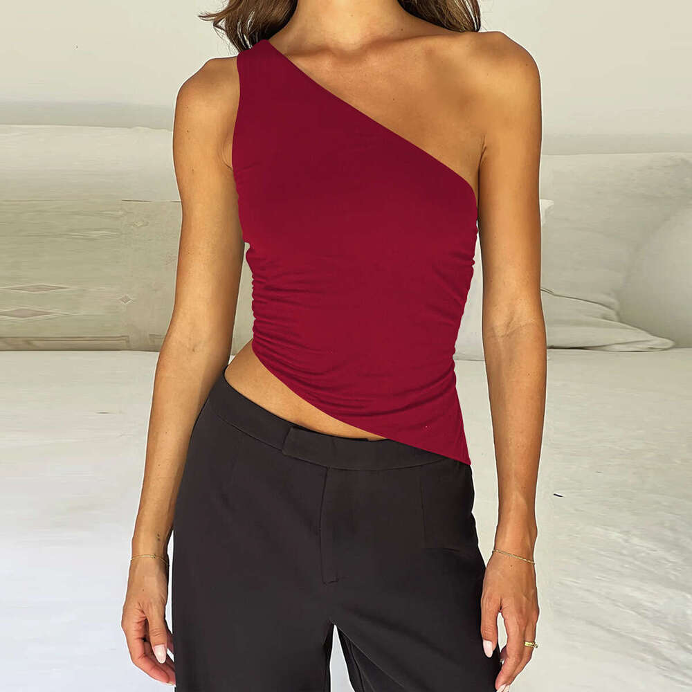 2024 Summer Sexy One Strap Hot Selling Off Shoulder Lace up Short Top