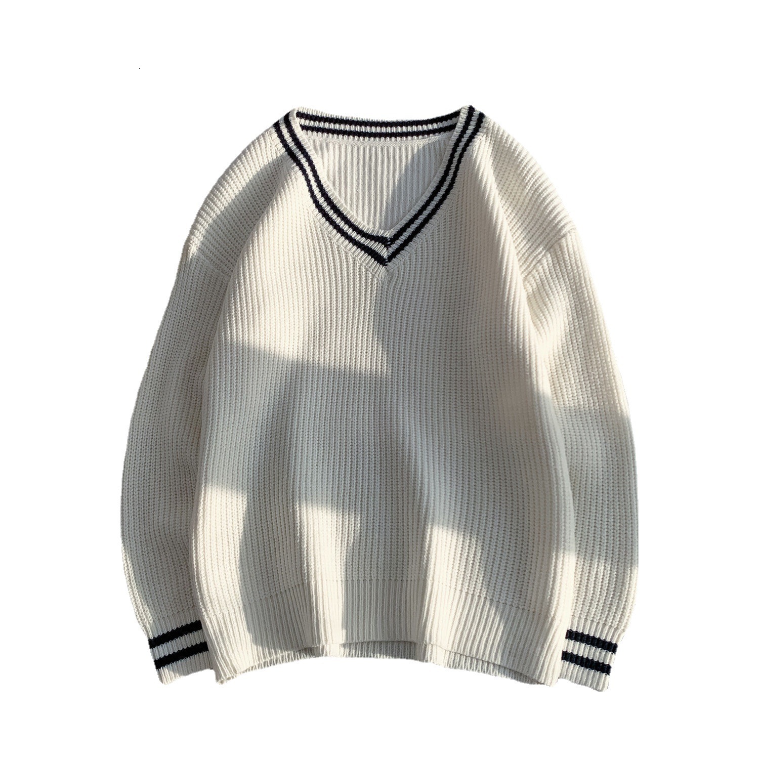 Autumn and winter new men's Insv collar loose lazy fashionable multifunctional BF style color blocked student knitted designer men's sweater