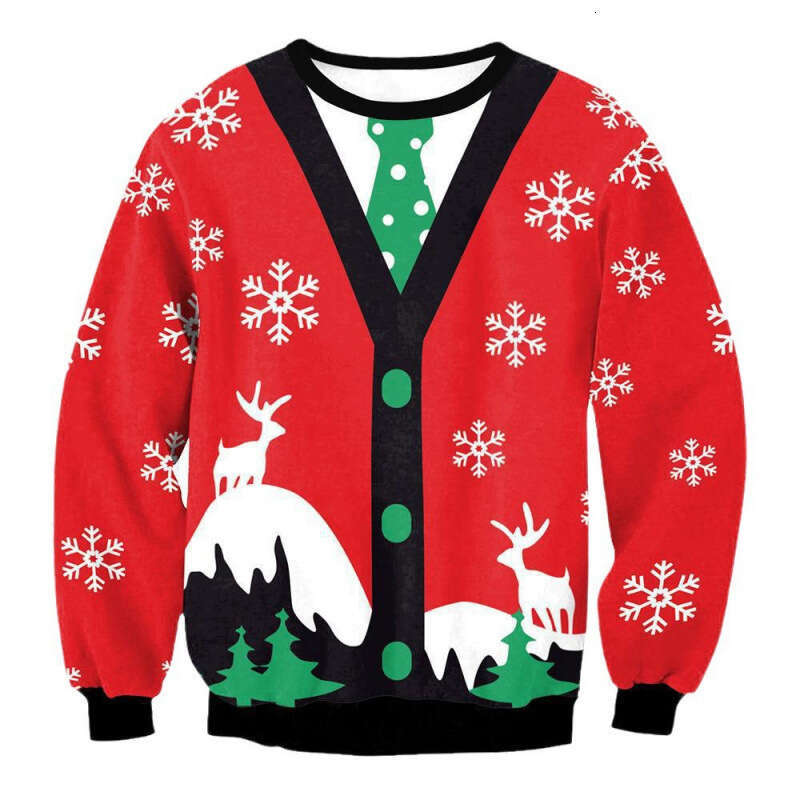 Autumn and Winter Christmas Series 3D Digital Printed Unisex Trendy Loose Casual Round Neck Hoodies