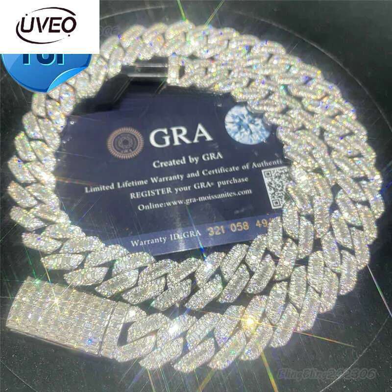 Iced Out Chains Hip Hop Jewelry Dia Men Gold Necklace Sier Fully VVS Moissanite Baguette Cuban k Chain 20mm