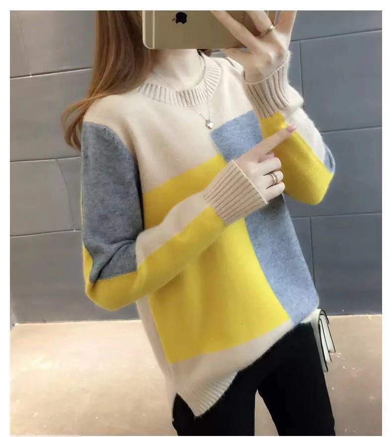 New Winter Korean Commuter Candy Hoodie Loose Color Knitted Round Neck Long Sleeve Designer Women's Sweater