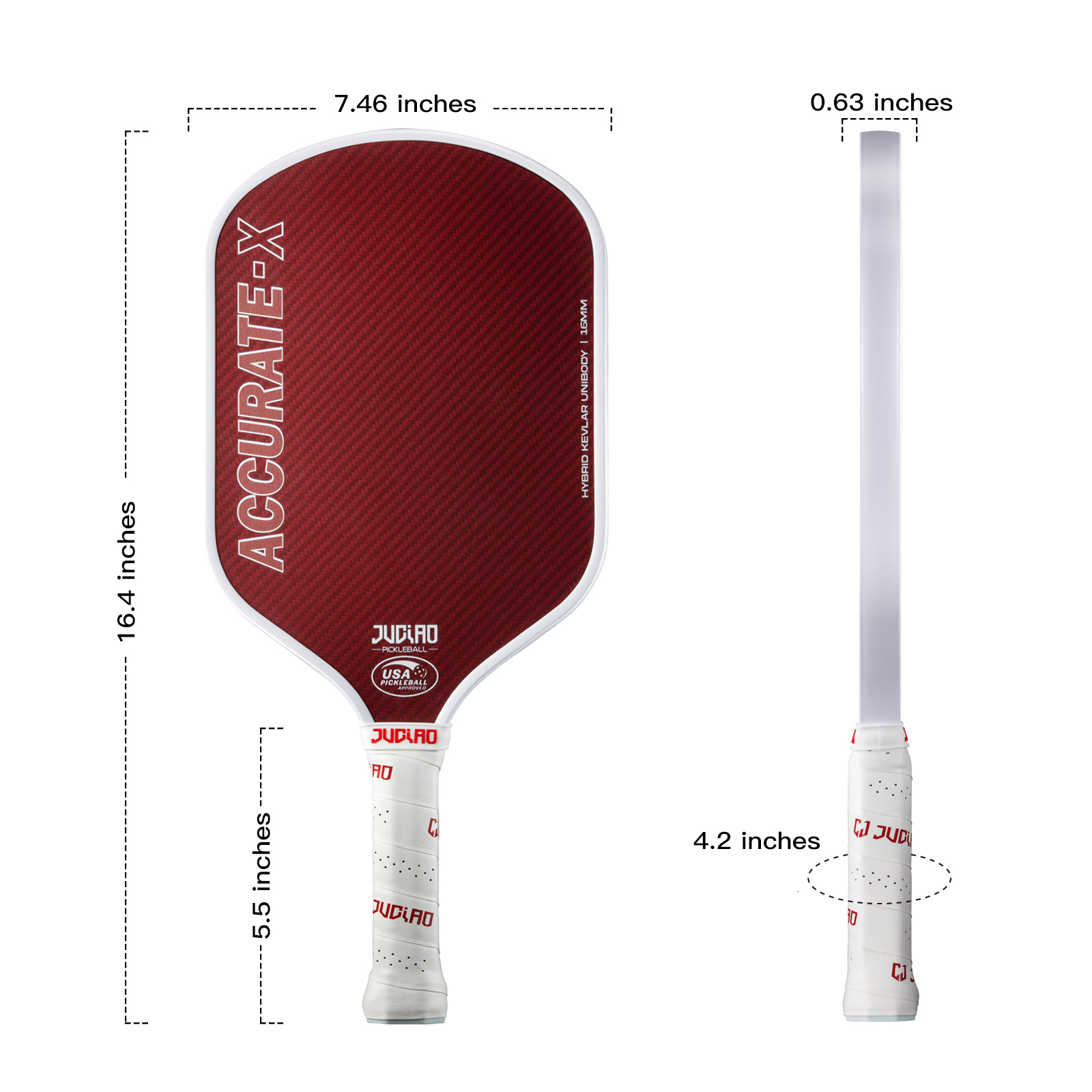 JUCIAO USAPA Approved Kevlar Hybrid Shape Thermoformed Foam Injected Pickleball Paddle 16Mm With Power&Spin