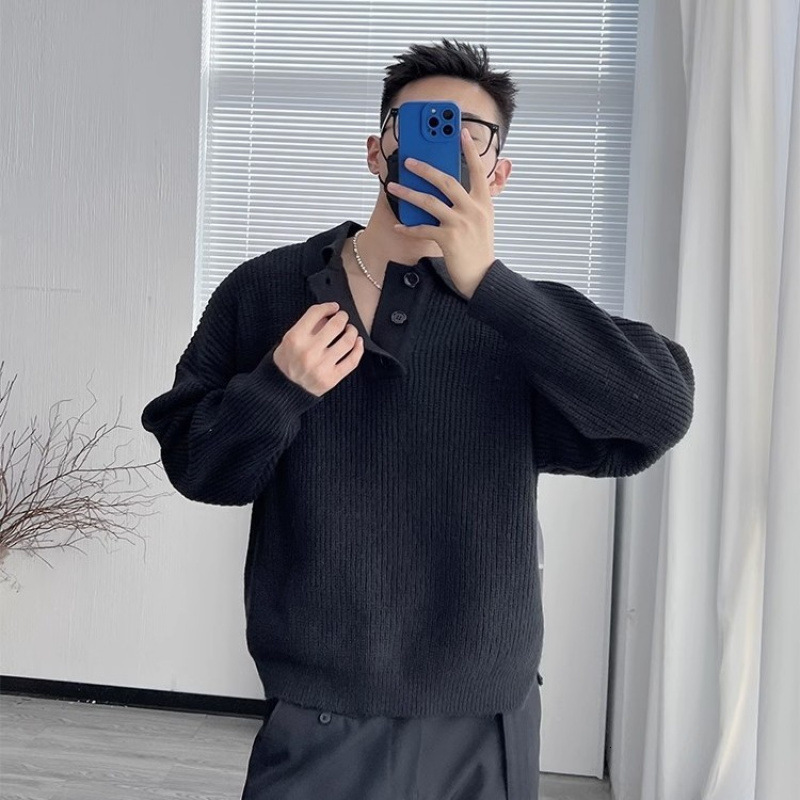 New American high-end autumn and winter collection, men's loose knit pullover sweater, fashionable designer shirt top