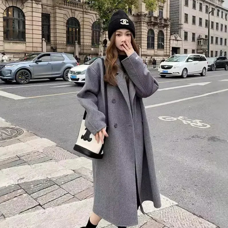 Doublesided Fleece Woolen Overcoat Womens Mediumlength Thickened 2024 Autumn Winter Style Petite Nail Jacket 241121