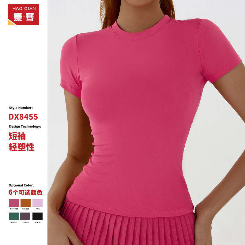 New hot selg T-shirt, European and American women's sexy top, basic slim yoga outfit