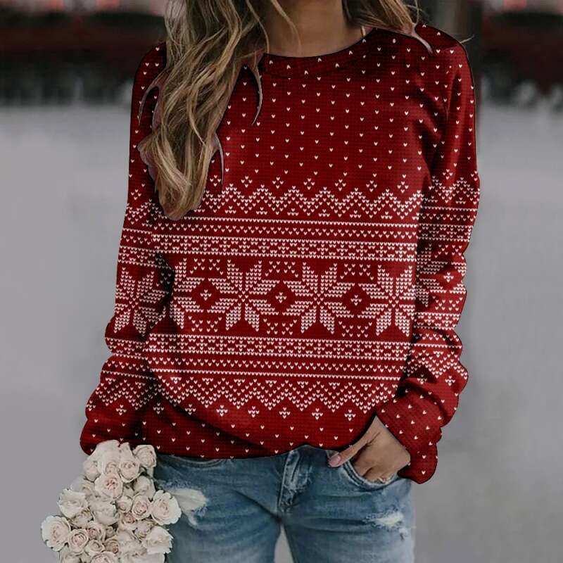 New autumn winter round neck long sleeved hoodie in plus size Christmas creative 3D digital printing from Europe and America