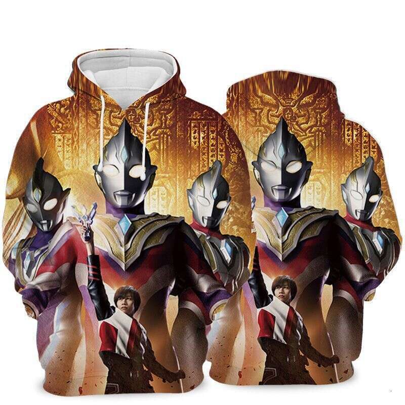 Autumn Ultraman men children, 3D digital printed casual loose hooded hoodie for autumn and winter