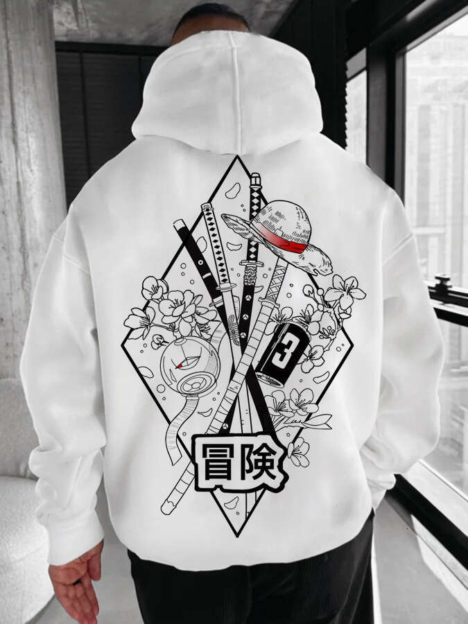 European and American style street fashion trend anime 3D digital printing men's hooded hoodie