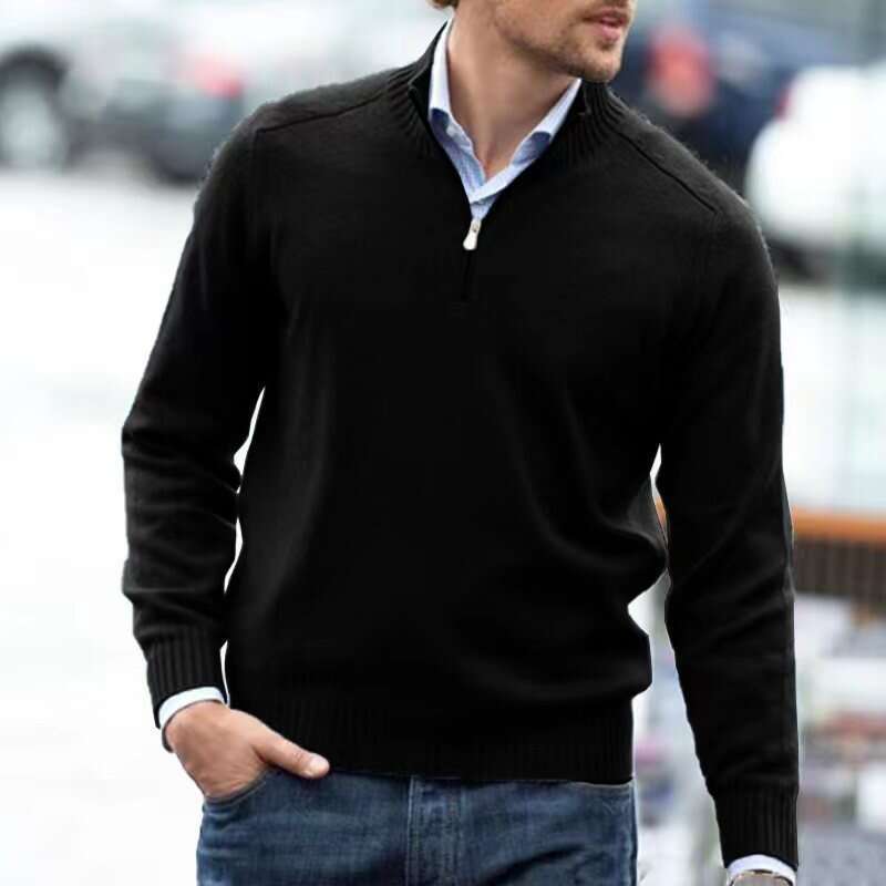 Autumn/Winter Large Men's Long Sleeve Base Warm Wool Knitted Sweater 2024 New Style Unique and Elegant Clothing