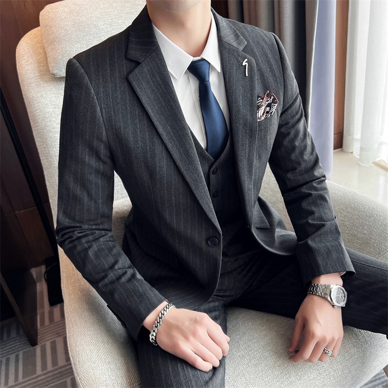 Men's K781 Premium Striped Business Suit - Versatile Wedding Groomsmen Jacket