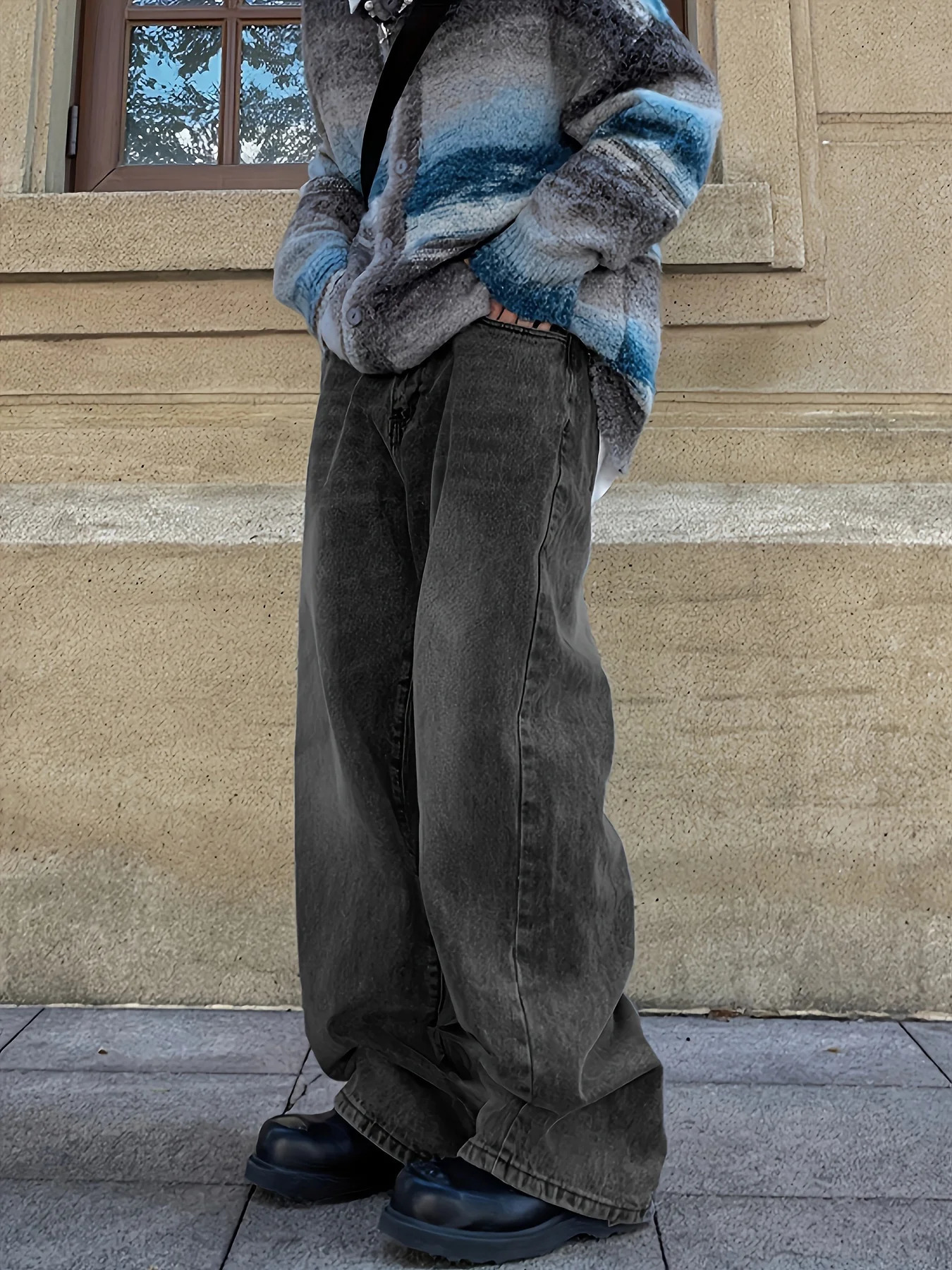 High waisted streetwear bag Trouser womens straight wide leg pants casual straight jeans 241122