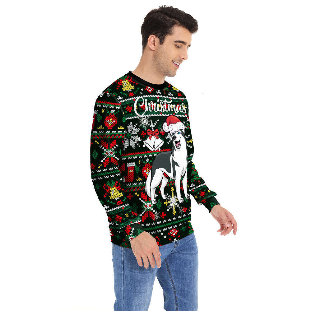 2024 New Christmas European American Men's and Women's Santa Claus 3D Digital Printed Round Neck Casual Hoodie