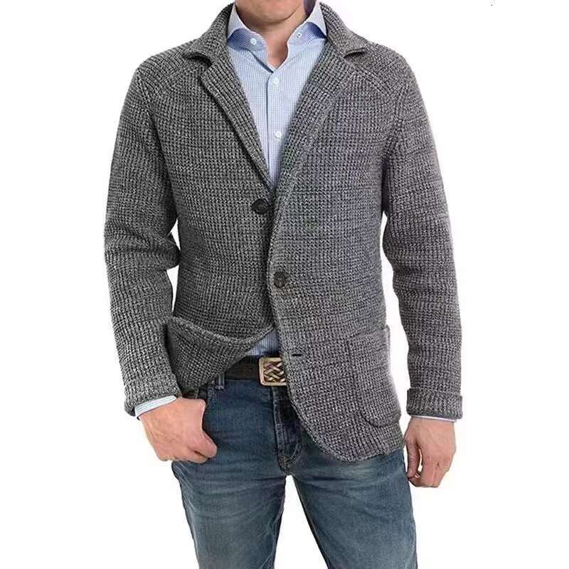autumn and winter men's commuting jacket suit knitted sweater 2024 new casual fashion trend clothing