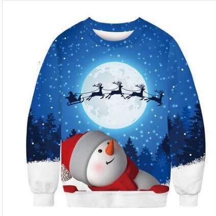 2024 Christmas New Long Sleeve Snowman 3D Digital Printed Casual Round Neck Sweatshirt