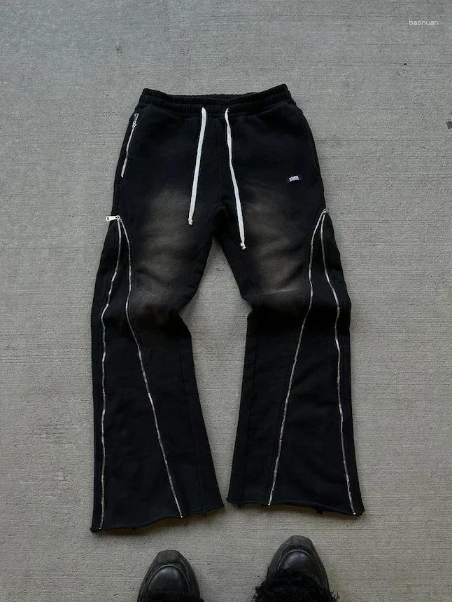 Men's Pants Y2K Retro Zipper Decoration Sweatpants Streetwear Baggy Casual Men Women Harajuku Hip Hop Vintage Jogging Trousers