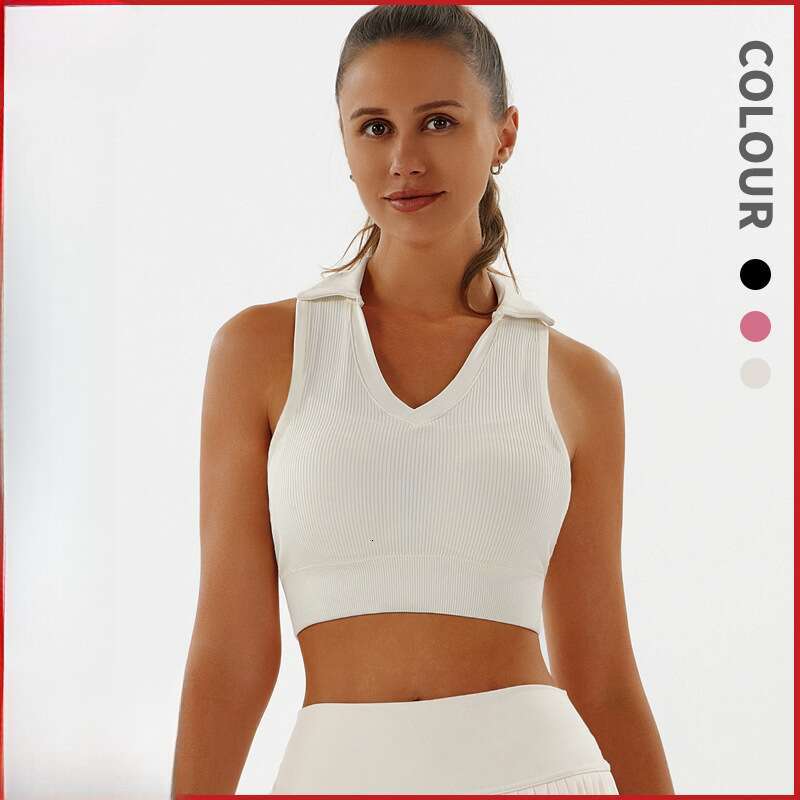 New high-intensity underwear for women's autumn and winter solid color flip collar fiess top, professional running outdoor sports vest