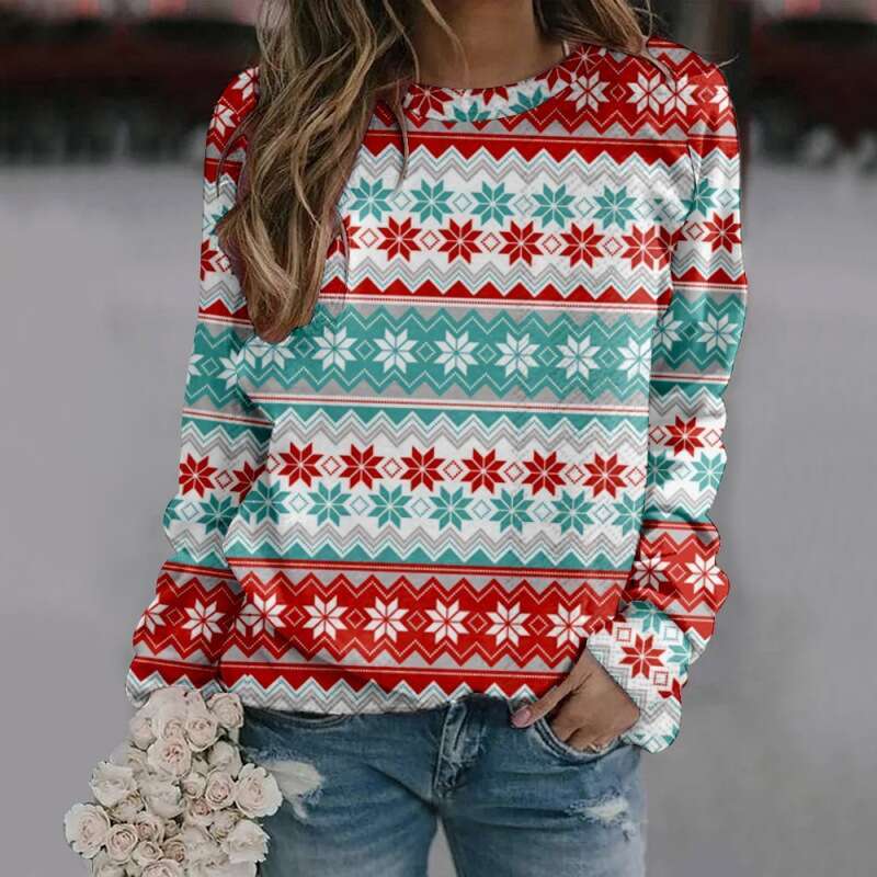 New autumn winter round neck long sleeved hoodie in plus size Christmas creative 3D digital printing from Europe and America