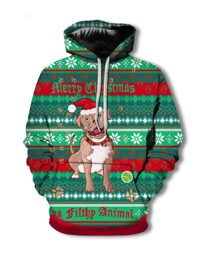 3D digital printed celebration in Europe America, loose fitting hooded hoodie for men and women during Christmas