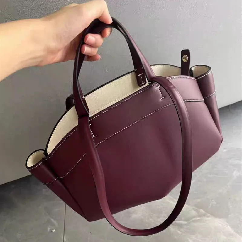 Women Pu Leather Shoulder Retro Crossbody Casual Portable Bucket Tote Bag Underarm Pouch Large Capacity Shopping Bag