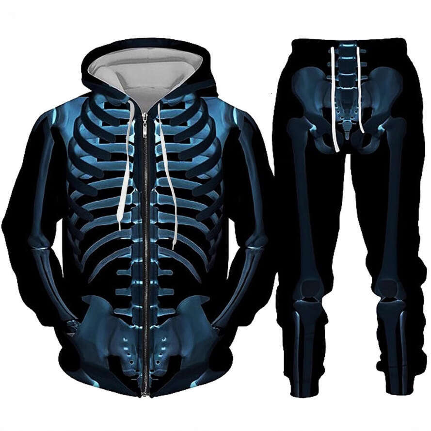 2024 New Fierce Wolf 3D Printed Set Spring Autumn European and American Men's Hoodie