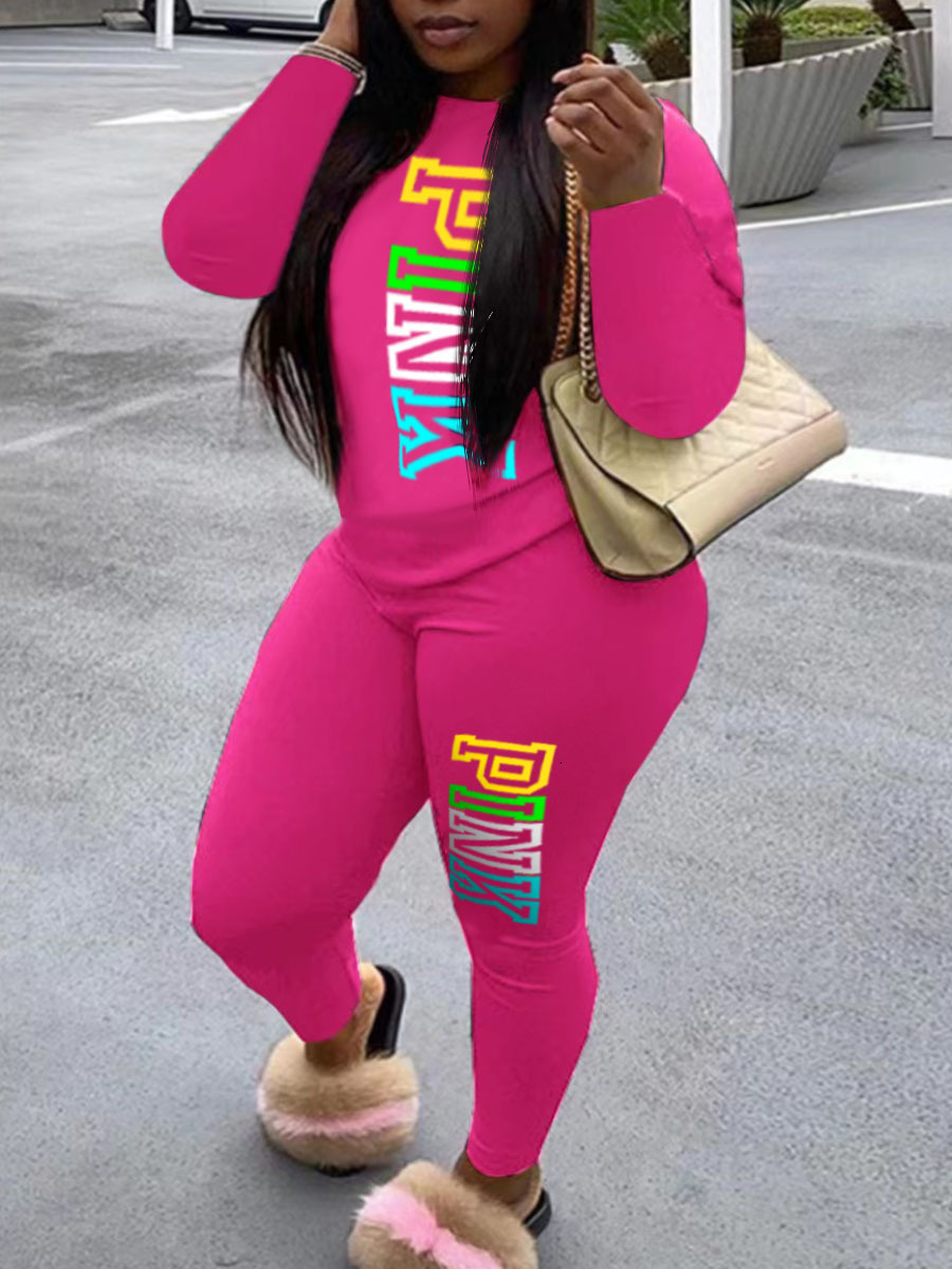 New European and American women's fashion sports and leisure two-piece set clothing ladies