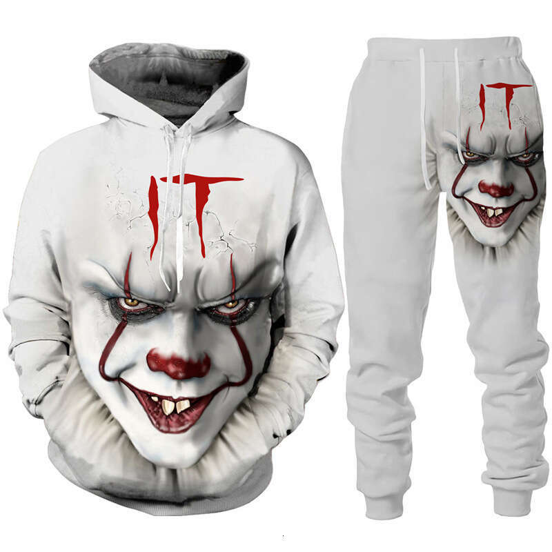 Joker 3D Digital Printed Pants 2024 New Men's Hooded Casual Sweatshirt Set