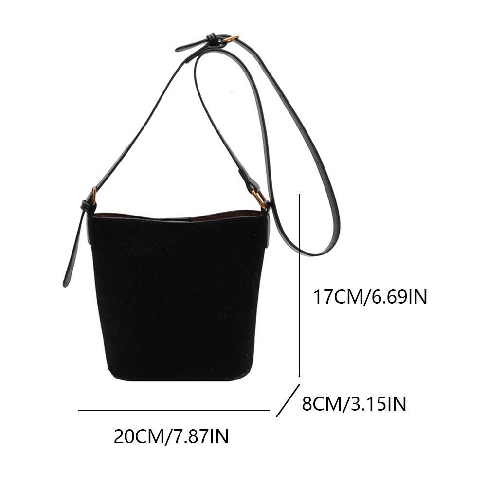 Women Fashion Retro Niche Design Suede Large Capacity Casual Leather Bucket Vintage Crossbody Satchel Bag
